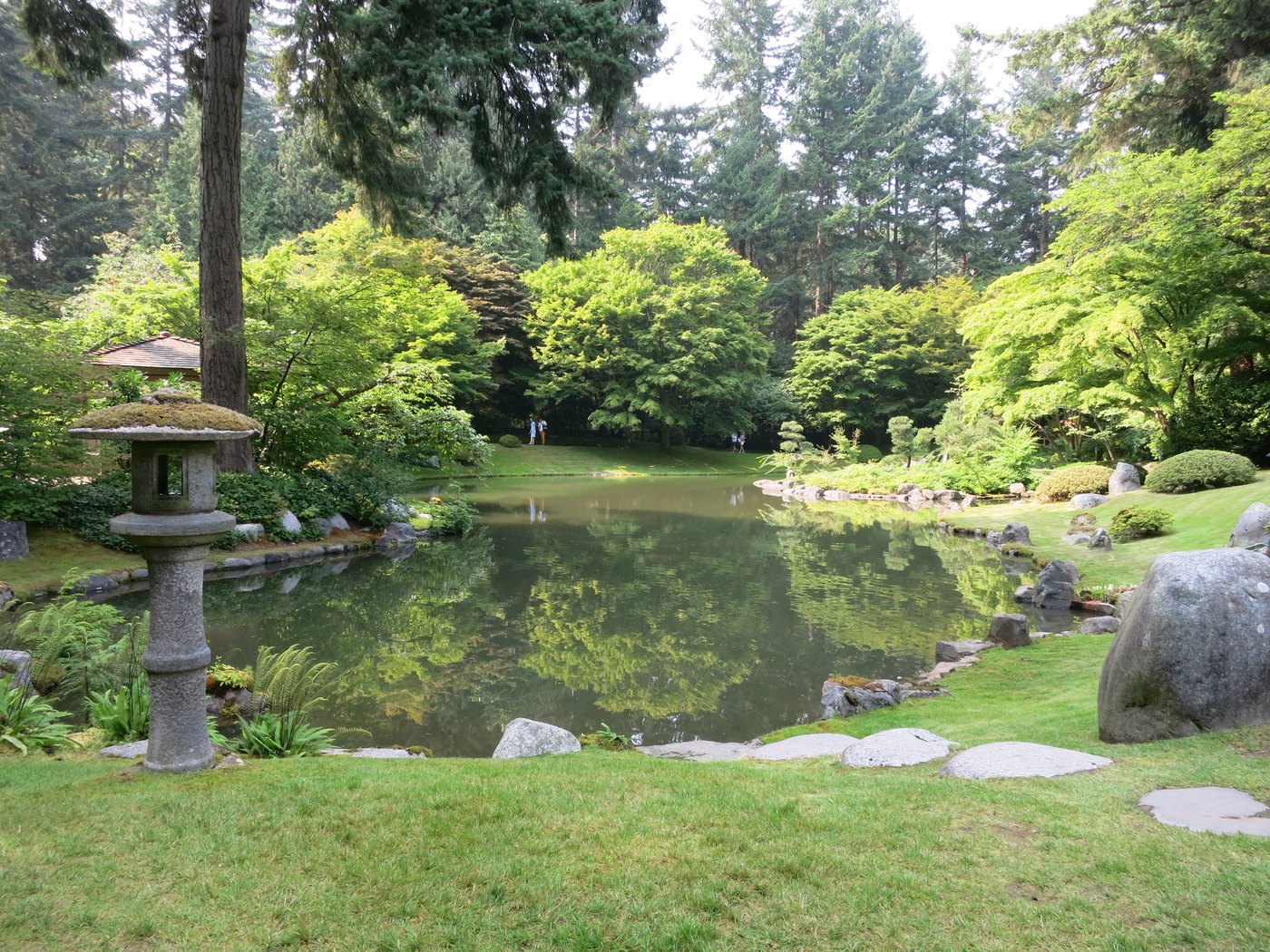 池越しに新渡戸稲造記念庭園の来た道を振り返る風景